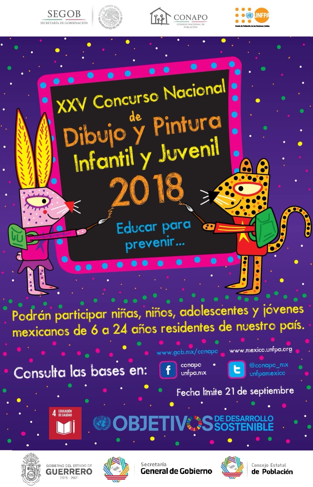 Participa en el XXV Concurso Nacional de Dibujo y Pintura Infantil y Juvenil 2018 “Educar para prevenir…”