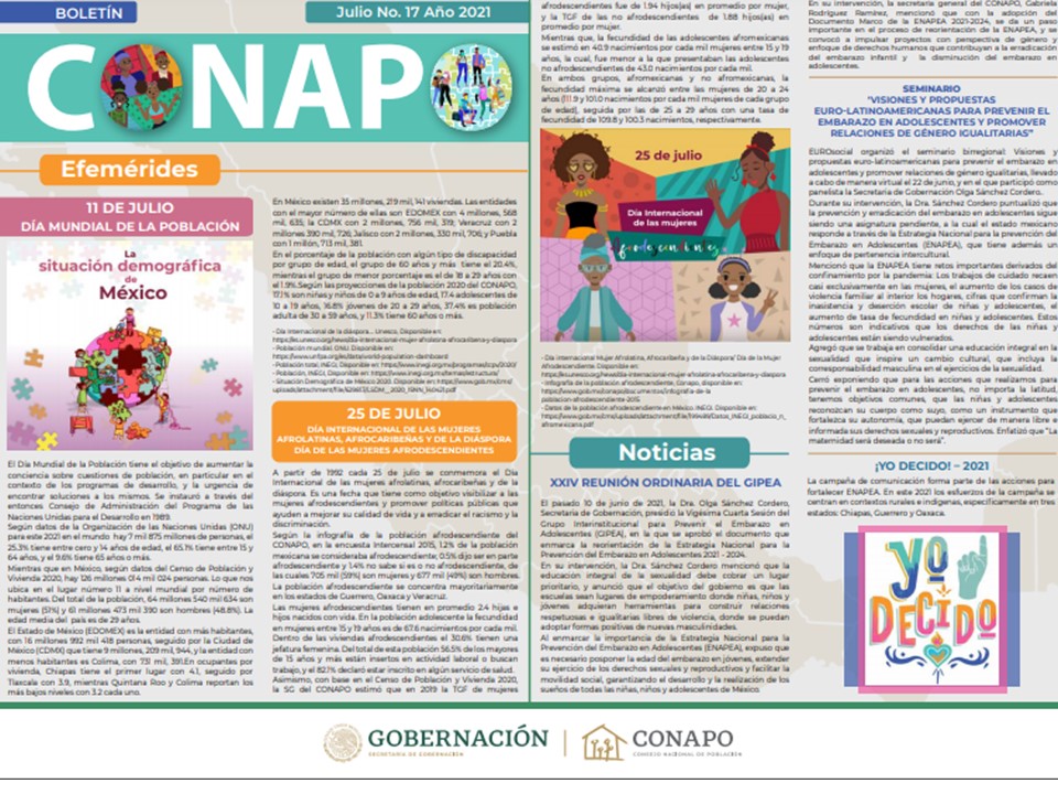Boletín de julio elaborado por CONAPO Boletín de julio elaborado por CONAPO